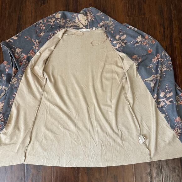 SOFT SURROUNDINGS Drape Shape Jacket Gray Floral Faux Suede Bohemian - Picture 7 of 11